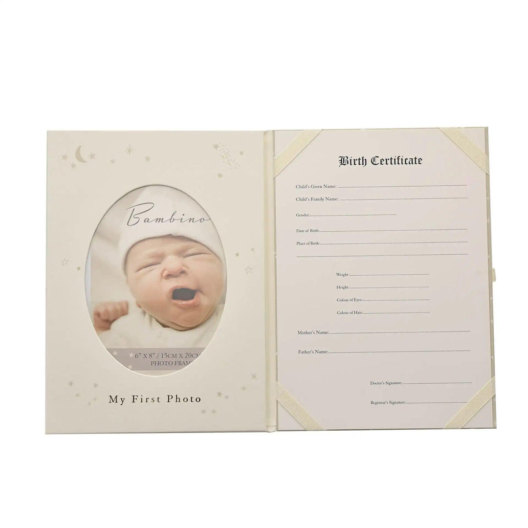 Bambino Little Star Birth Certificate Holder Open Picture