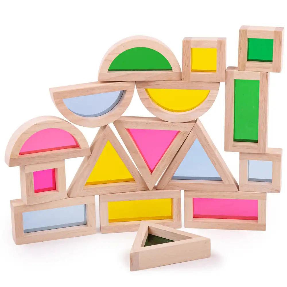 Bigjigs Toys Natural Wooden Sensory Shapes Main Picture of them Stacked