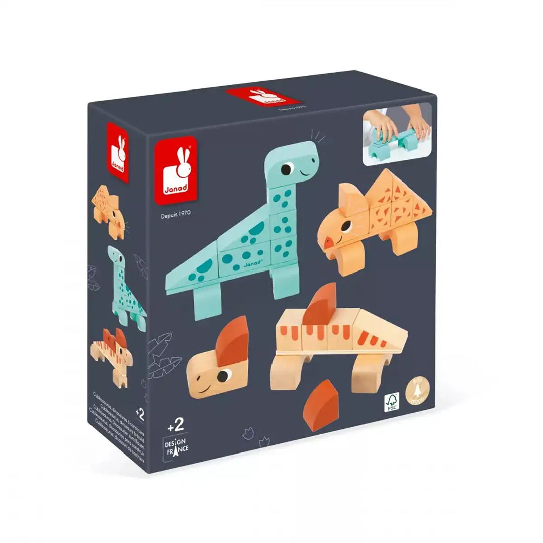 Janod Dino Cubikosaurus Wooden Dinosaurs Box Picture