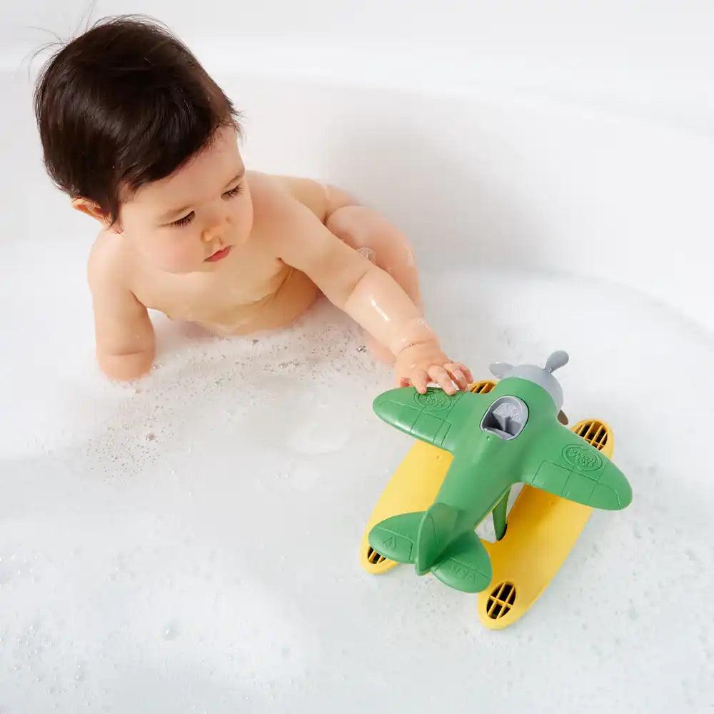 Bigjigs Green Toys 100% Recycled Plastic Green Seaplane Being Played With Picture