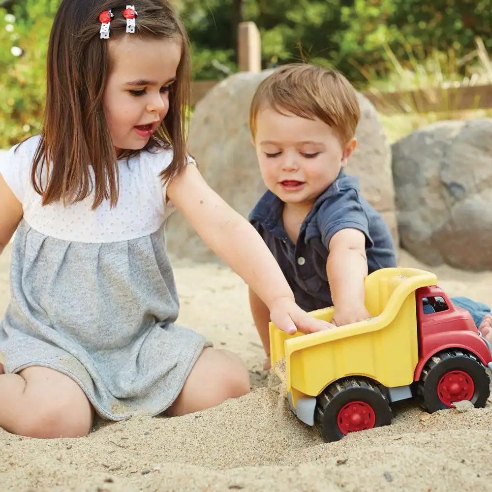 Bigjigs Green Toys 100% Recycled Plastic Dump Truck Being Played With Picture