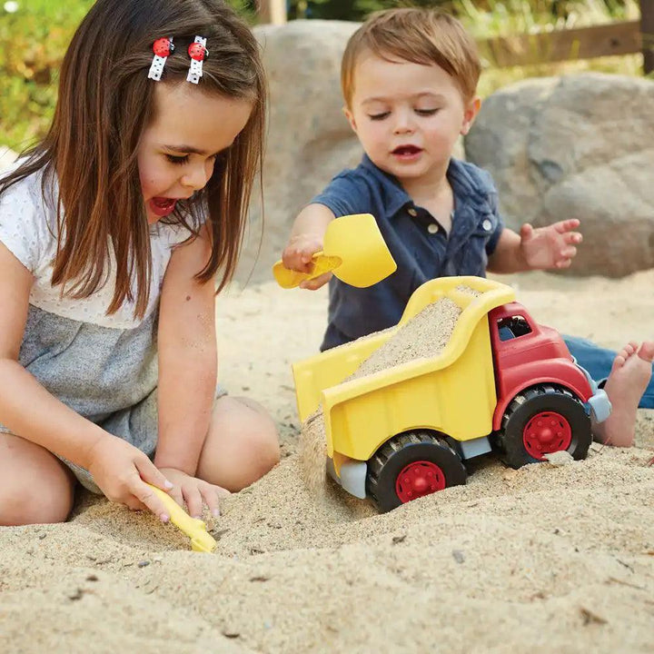 Bigjigs Green Toys 100% Recycled Plastic Dump Truck Being Played With Picture