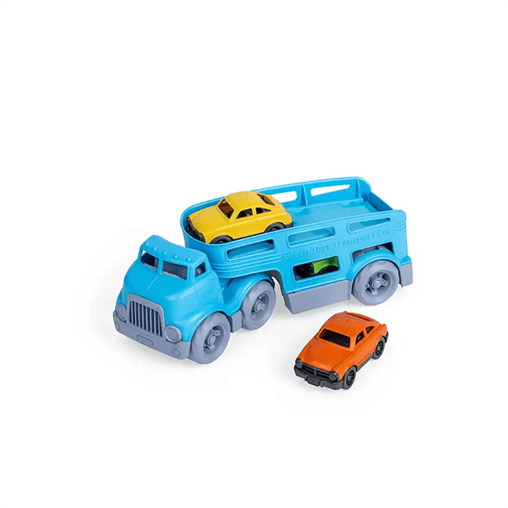 Bigjigs Green Toys 100% Recycled Plastic Car Carrier with Orange Car Picture