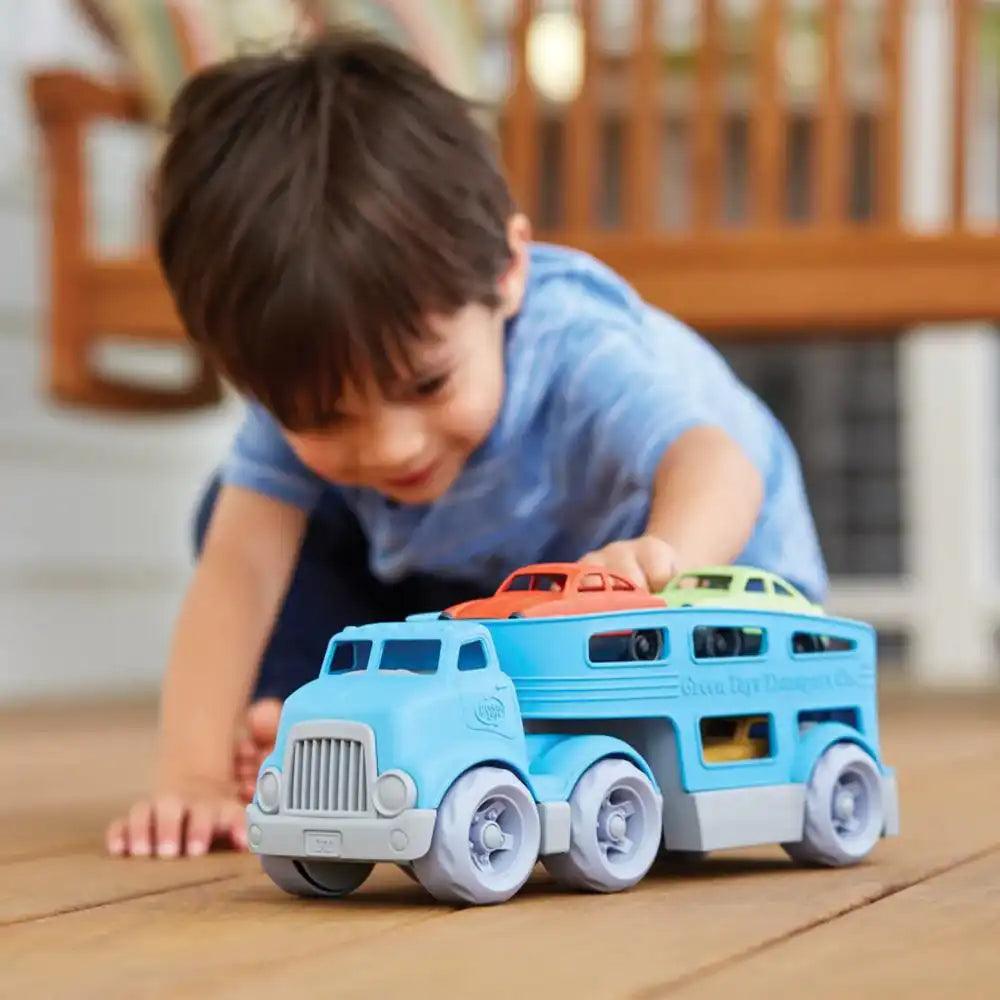 Bigjigs Green Toys 100% Recycled Plastic Car Carrier with Cars Being Played With Picture