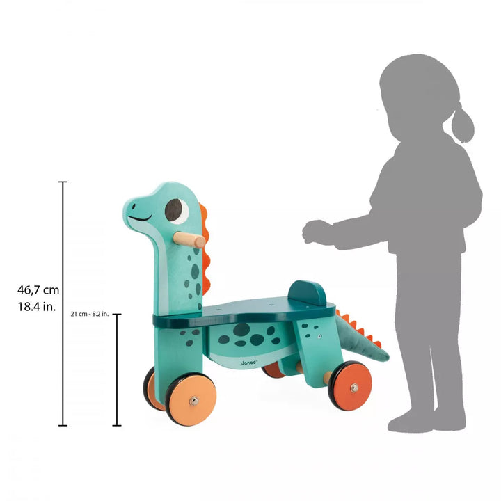 Janod Ride-On Wooden Dino Portosaurus Size Chart Picture