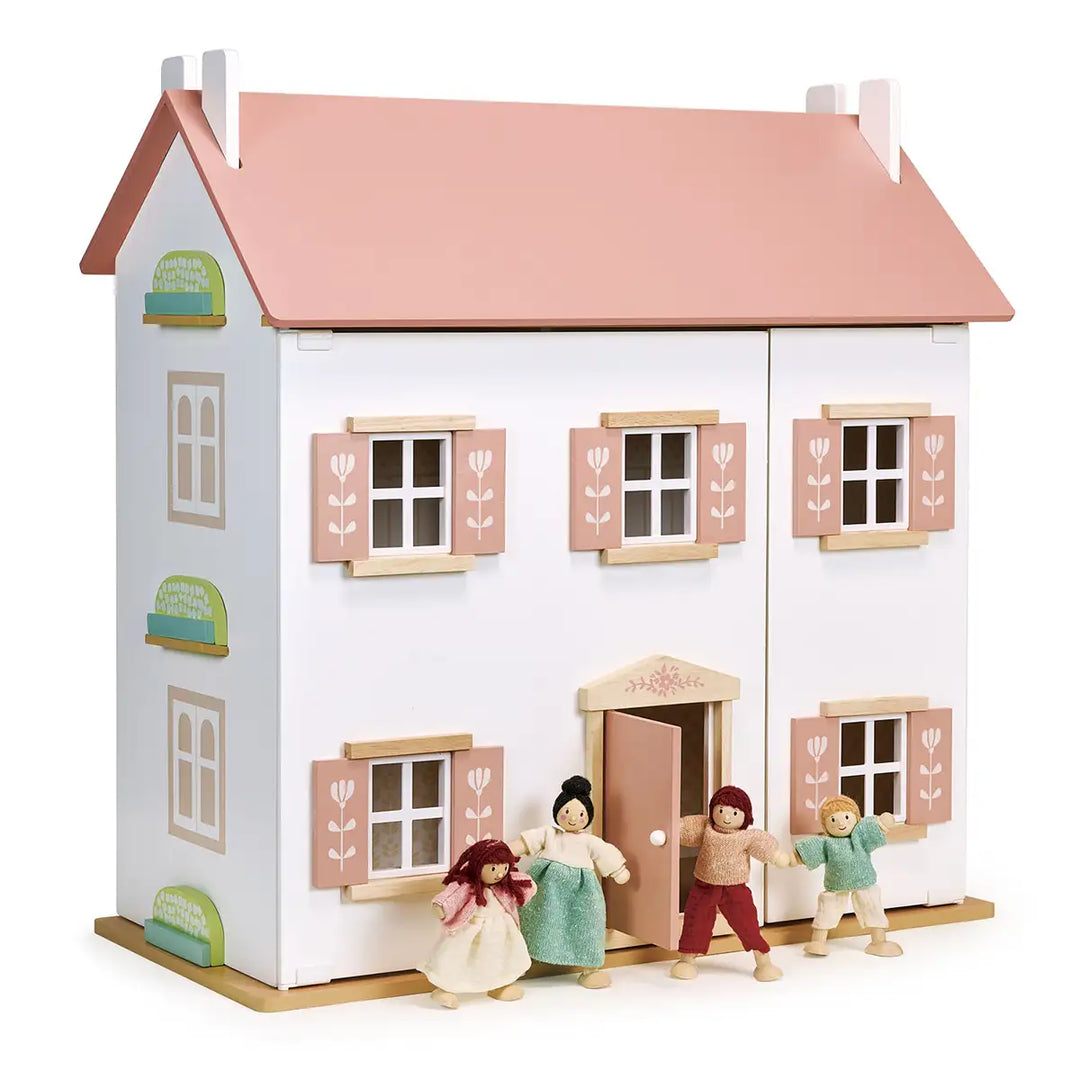 Mentari Wooden Clover Dolls House with Dolls Picture