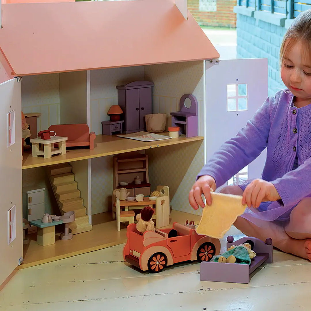 Mentari Wooden Clover Dolls House Being Played With Picture