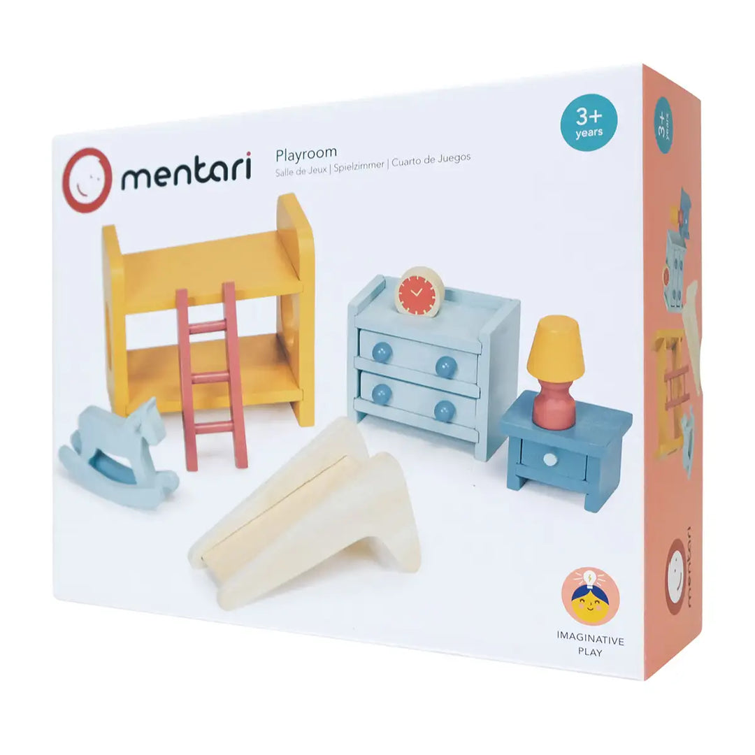 Mentari Wooden Dolls House Chestnut Lane Playroom Furniture Set Box Picture