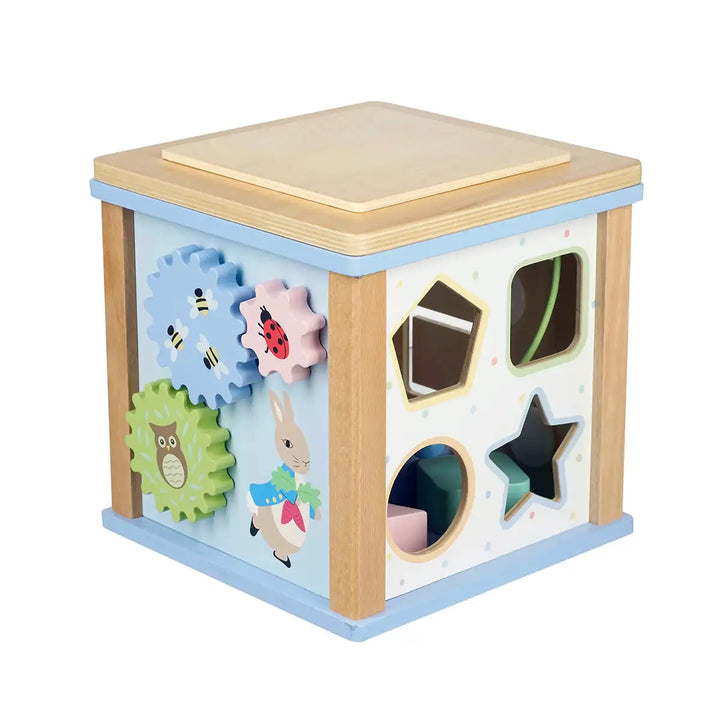 Orange Tree Toys FSC Wooden Peter Rabbit Activity Cube Open Picture