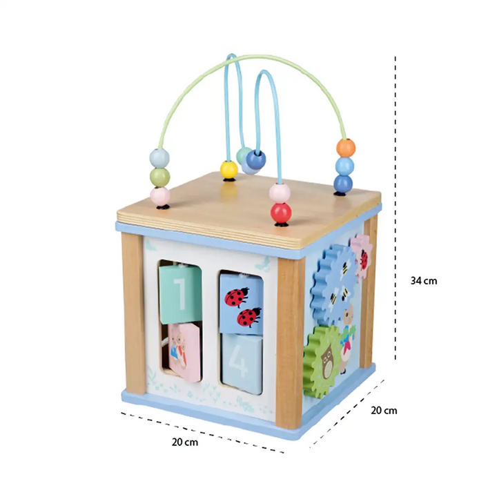 Orange Tree Toys FSC Wooden Peter Rabbit Activity Cube Size Picture