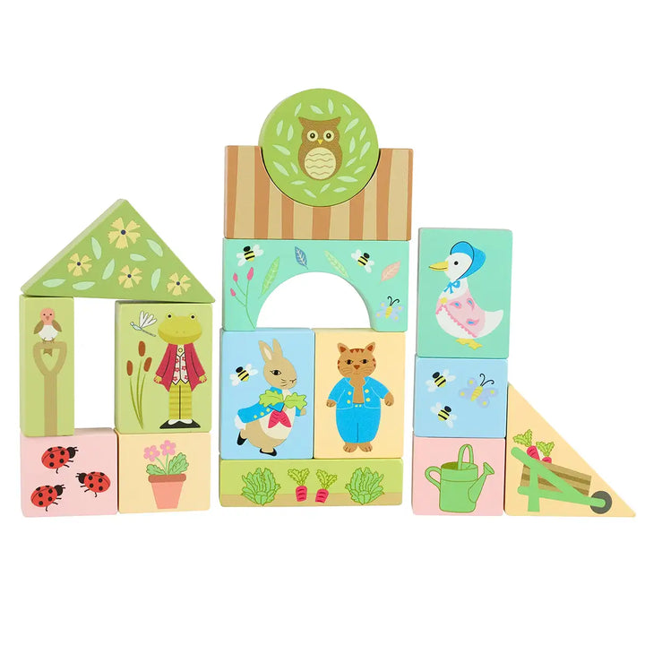 Orange Tree Toys FSC Wooden Peter Rabbit Block Puzzle Tray Built Picture