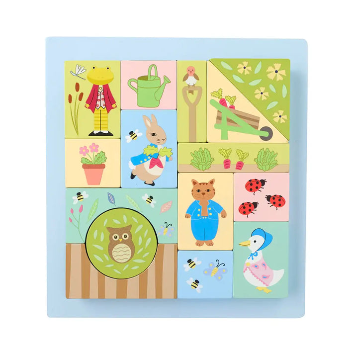 Orange Tree Toys FSC Wooden Peter Rabbit Block Puzzle Tray Front Picture