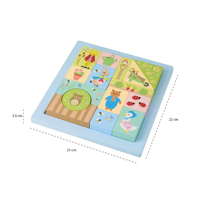 Orange Tree Toys FSC Wooden Peter Rabbit Block Puzzle Tray Size Picture