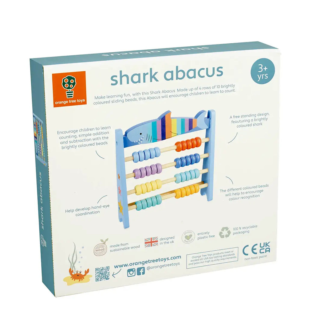 Orange Tree Toys FSC Wooden Shark Abacus Box Back Picture