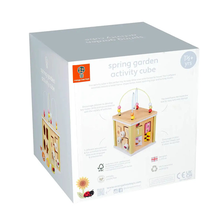 Orange Tree Toys FSC Wooden Spring Garden Activity Cube Box Back Picture