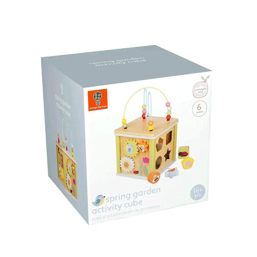 Orange Tree Toys FSC Wooden Spring Garden Activity Cube Box Front Picture