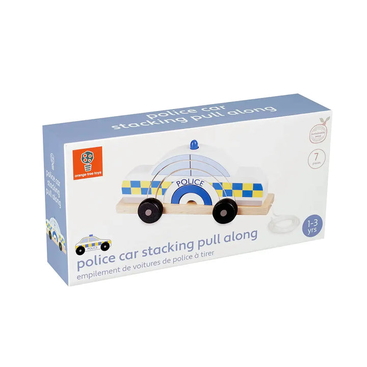 Orange Tree Toys FSC Wooden Pull Along Stacking Police Car Box Front Picture