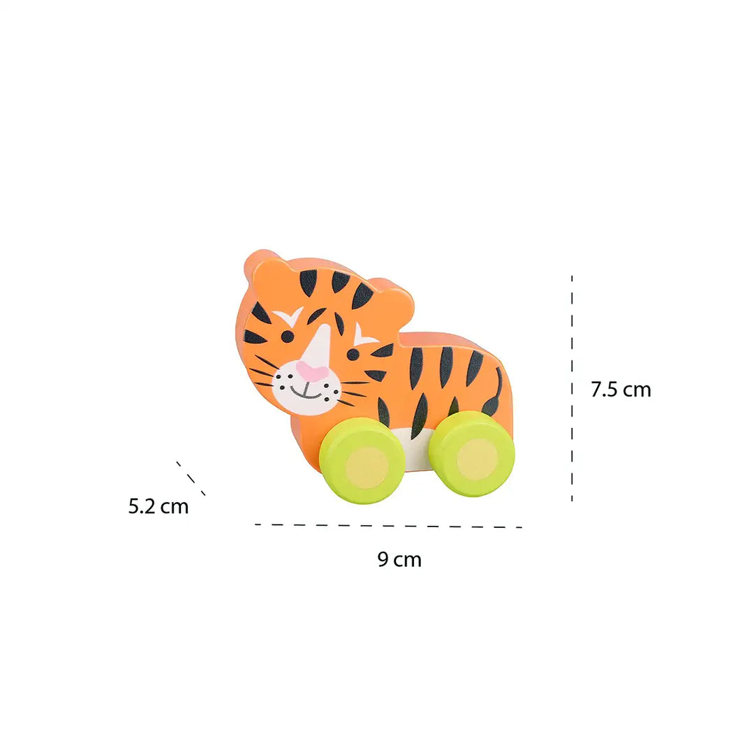 Orange Tree Toys FSC Wooden Tiger First Push Toy Size Guide Picture