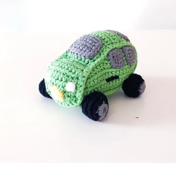 Pebble Organic Cotton Crochet Little Green Car Rattle Main Picture