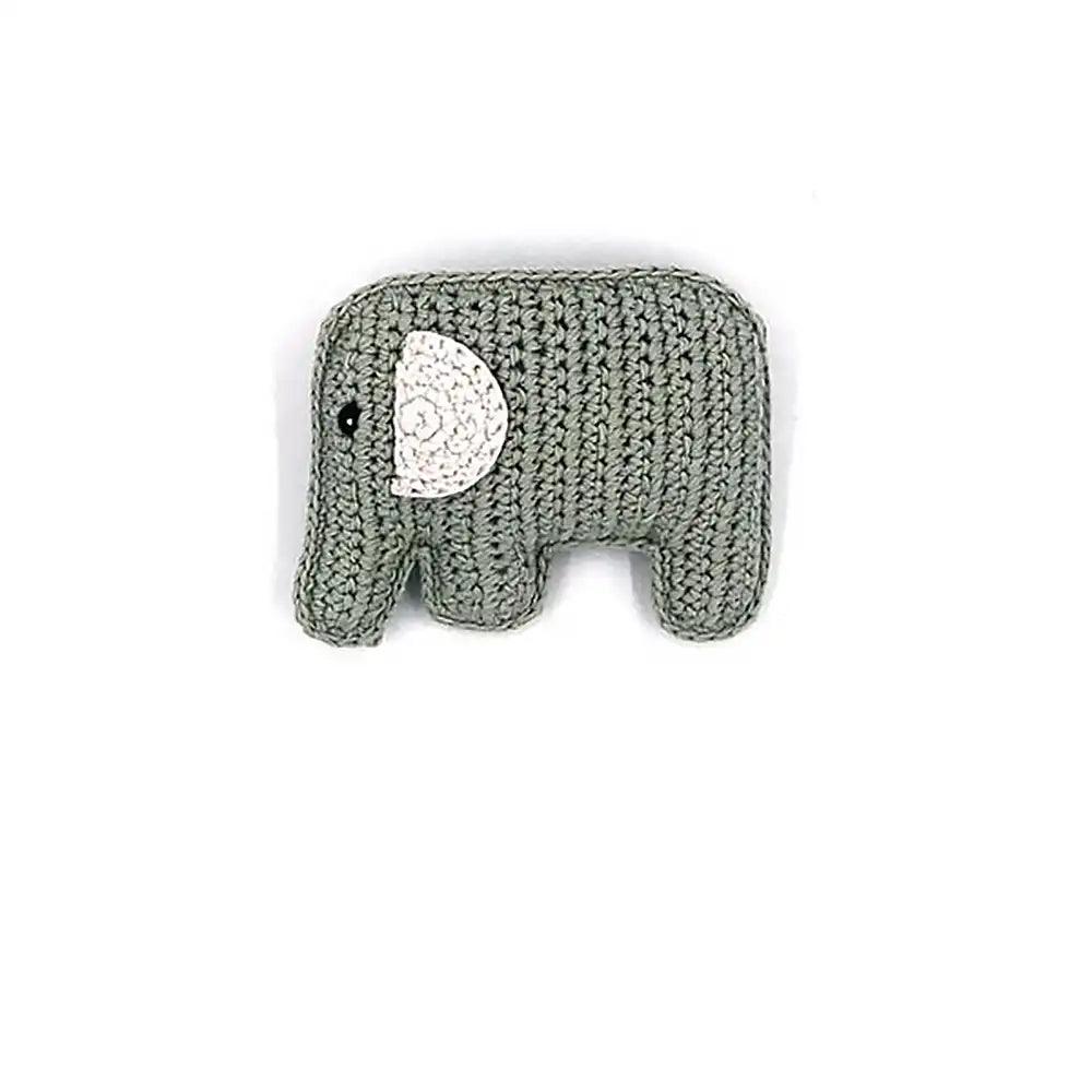 Pebble Handmade Fair Trade Organic Cotton Teal Elephant Rattle Main Picture