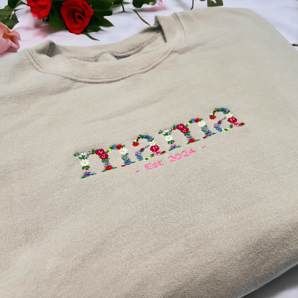 Personalised floral mama established sand coloured jumper main picture