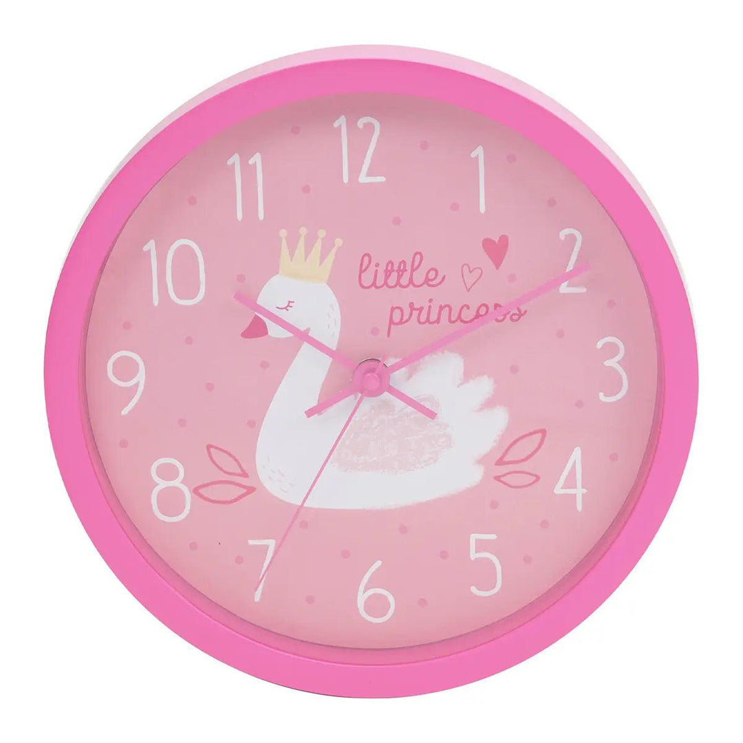 Just 4 Kids Pink Swan Princess Wall Clock Front Picture