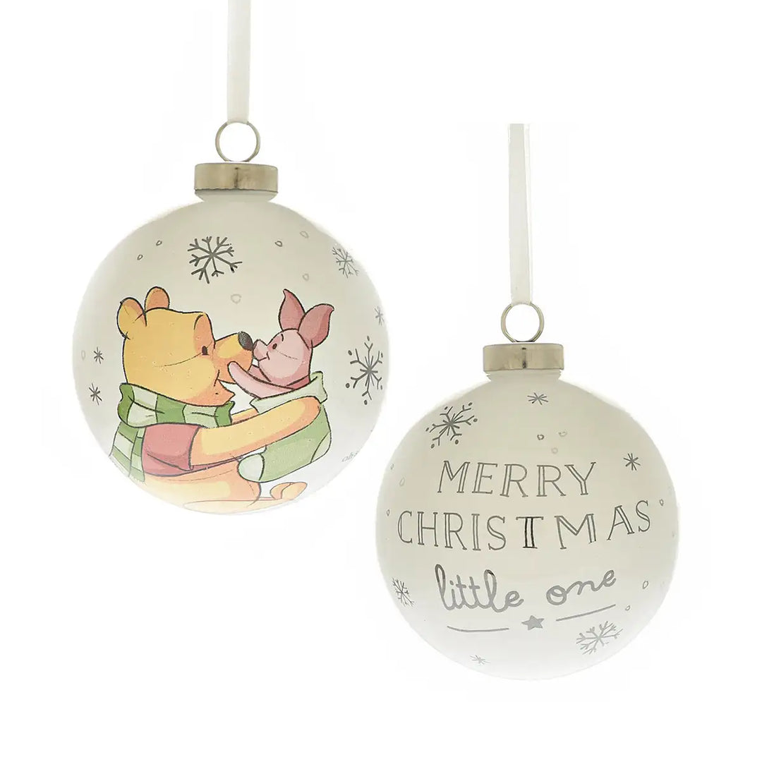 Disney Winnie the Pooh and Piglet Little One Christmas Bauble Both Sides Picture