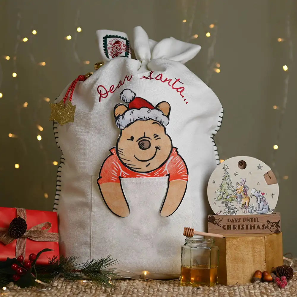 Disney Winnie the Pooh Wooden Countdown Advent Calendar With Christmas Sack Picture