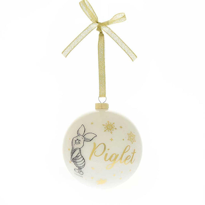 Disney Winnie the Pooh Christmas Glitter Baubles Piglet Picture