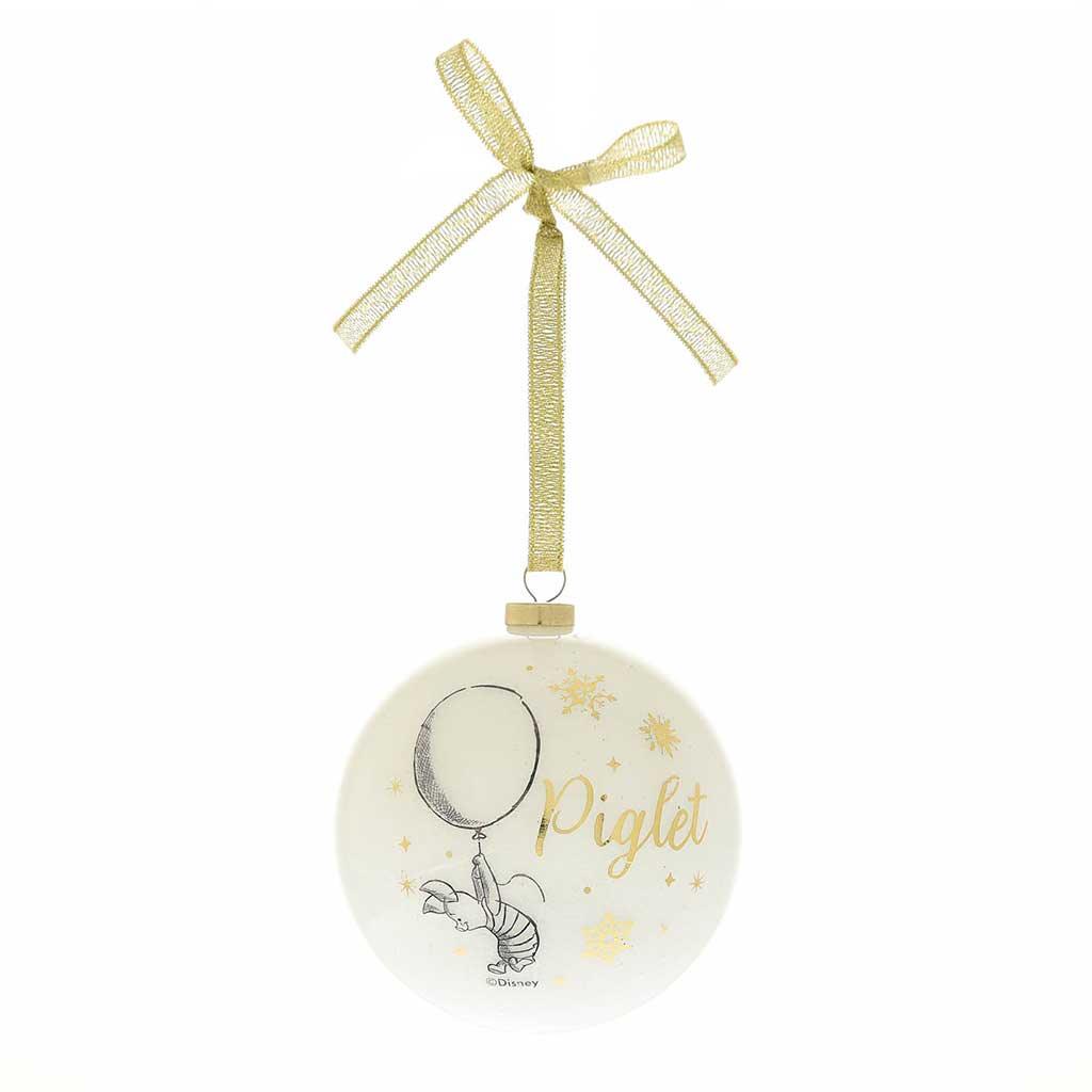 Disney Winnie the Pooh Christmas Glitter Baubles Piglet Picture