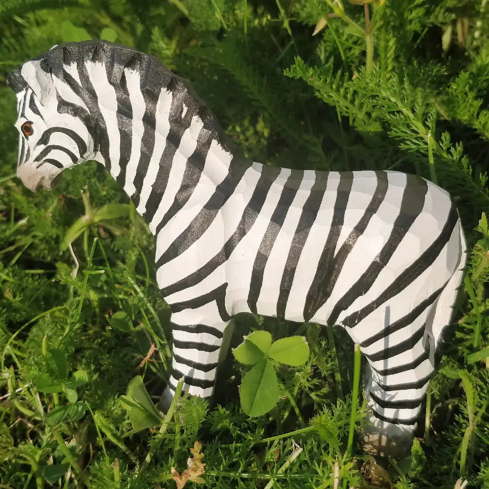 Wudimals Sustainable Wooden Black & White Zebra Animal Toy Outside Picture