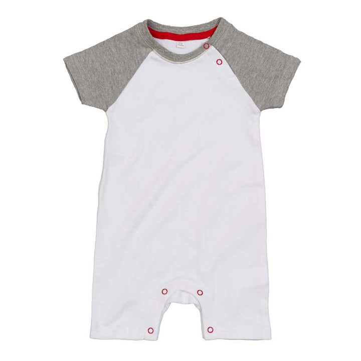 Little Tots Toys Organic Baby Baseball Playsuit in Heather Front Picture