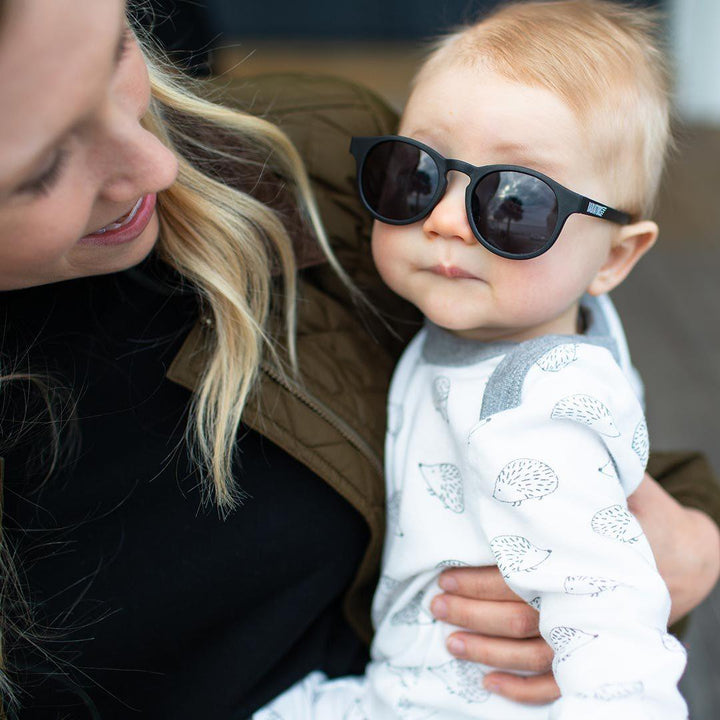 Babiators original keyhole sunglasses in black ops black being worn