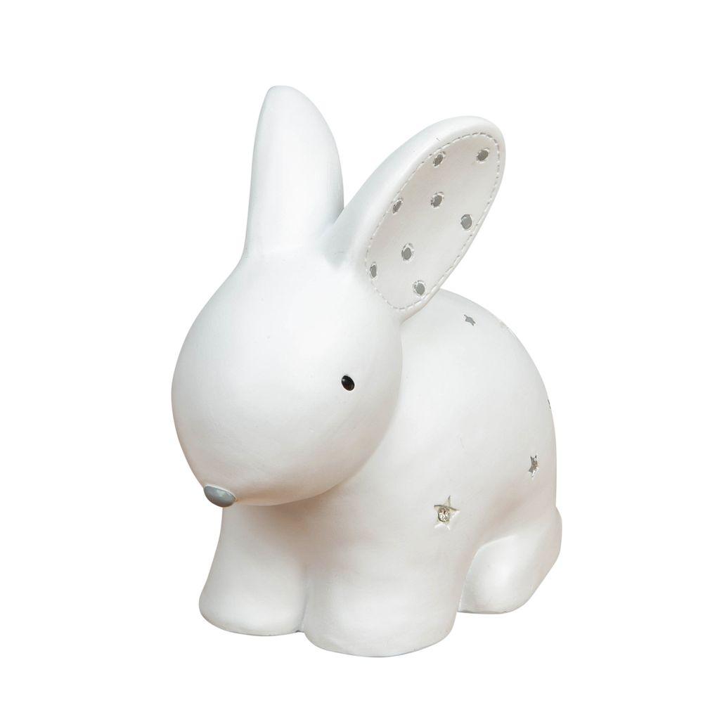 Bambino Rabbit and Stars White Resin Money Box Main