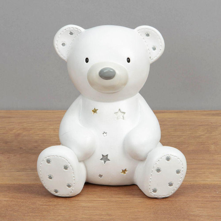 Bambino Teddy & Starts White Money Box Front Picture