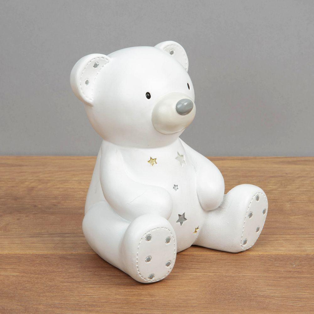 Bambino Teddy & Starts White Money Box Side Picture