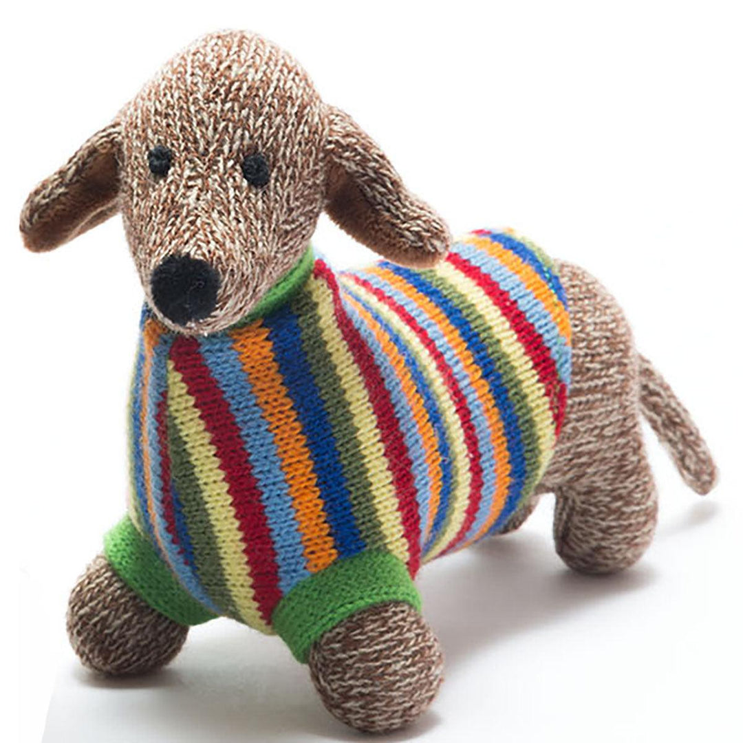 Best Years stripy sausage dog rattle main picture