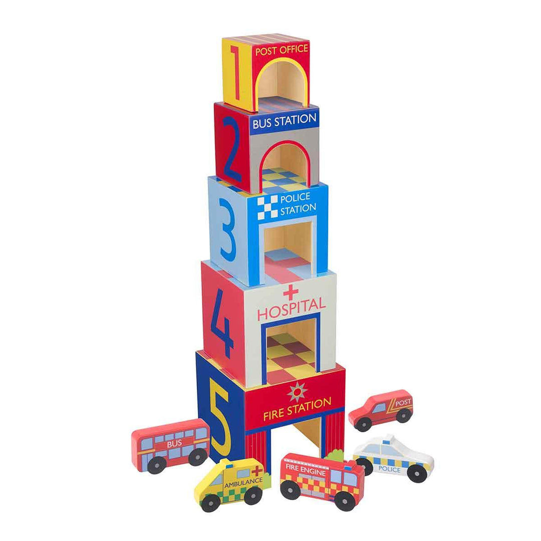 Orange Tree Toys Wooden Emergency Stacking Cubes Vertical Front Picture