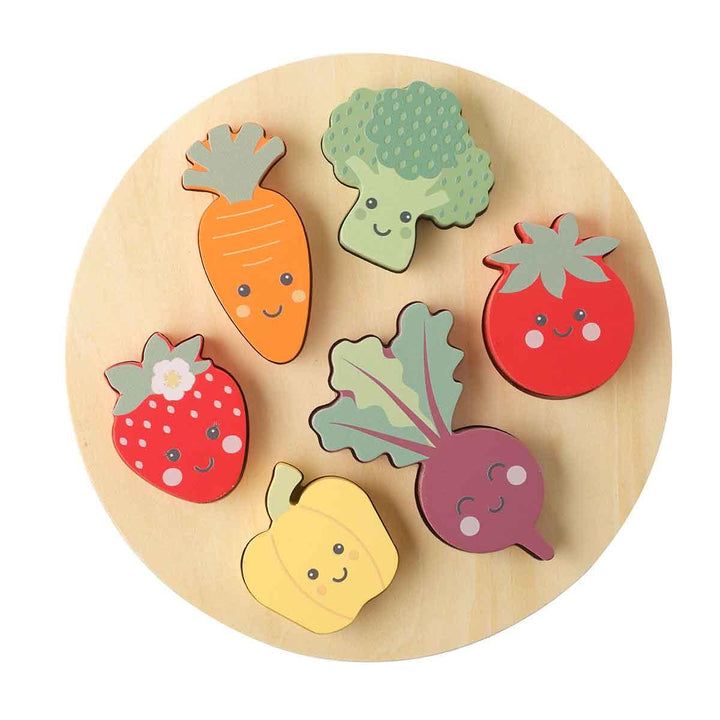 Orange Tree Toys Wooden Happy Veggie Puzzle Front Puzzle Pieces In