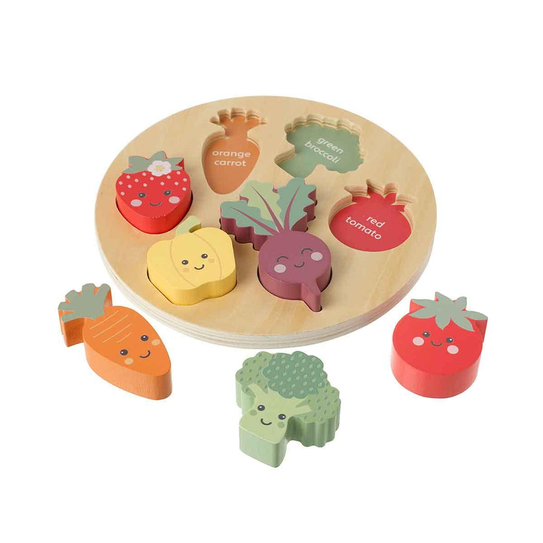 Orange Tree Toys Wooden Happy Veggie Puzzle Side Puzzle Pieces Out