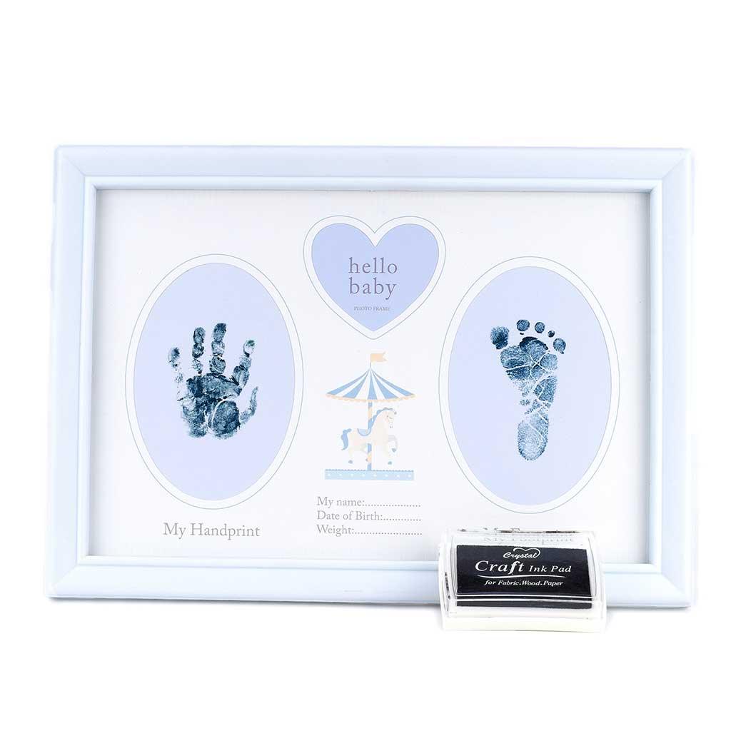 Celebrations Hello Baby Boy Blue Hand and Foot Print Frame Front Picture