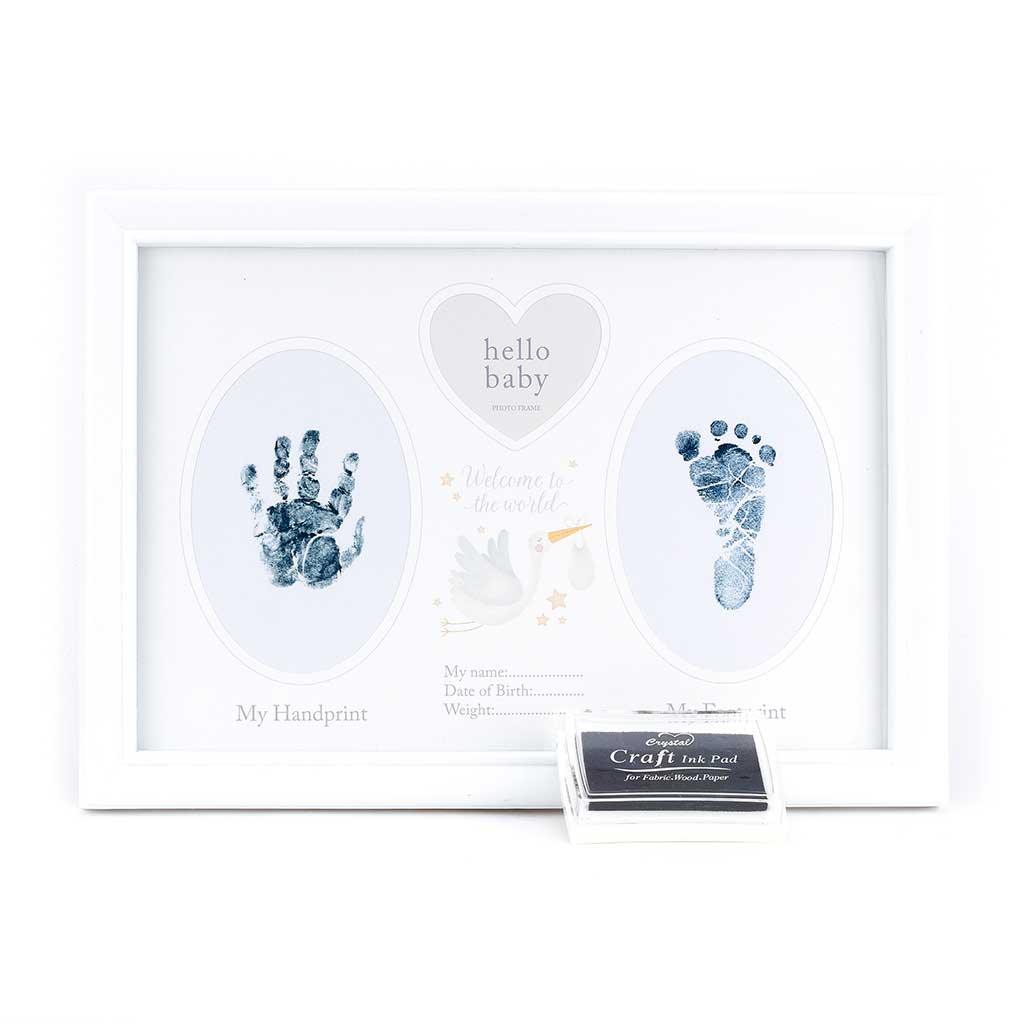 Celebrations Hello Baby Neutral White Hand and Foot Print Frame Front Picture