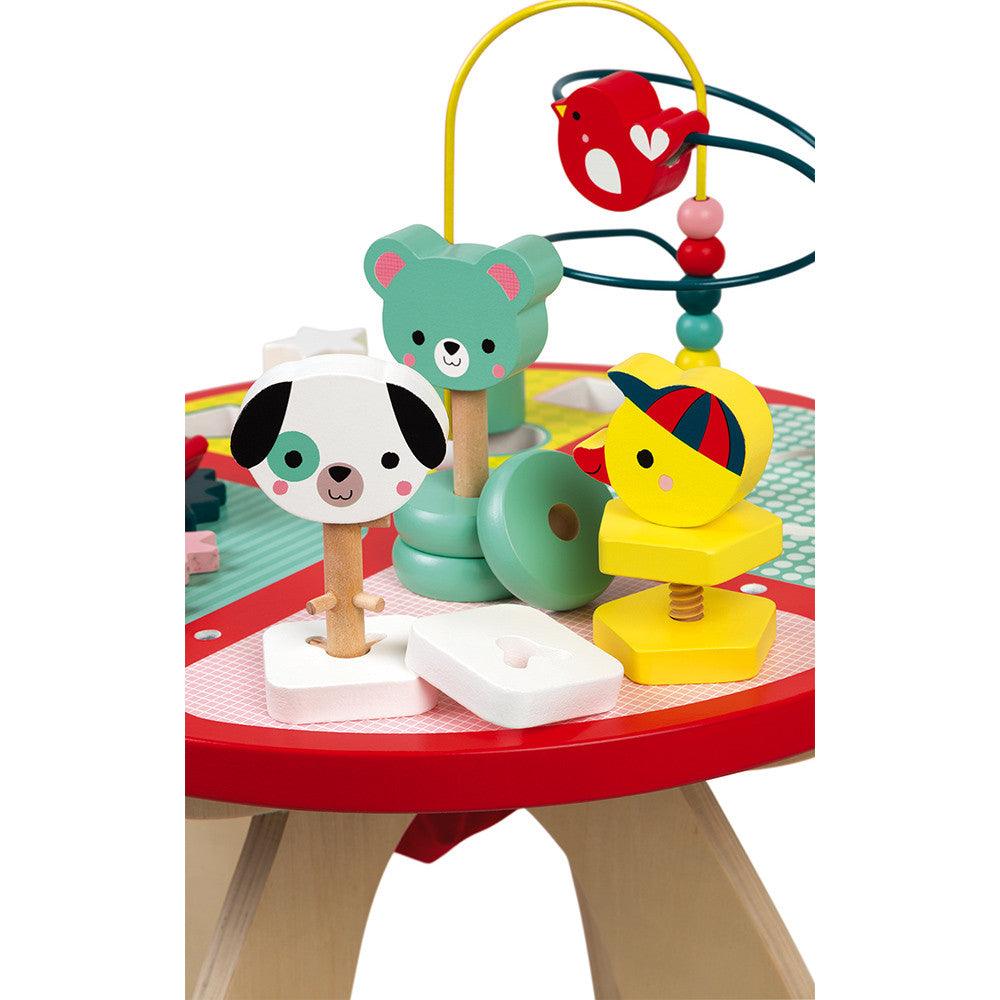 Janod Wooden Baby Forest Activity Table Animal Stackers Close Up Picture