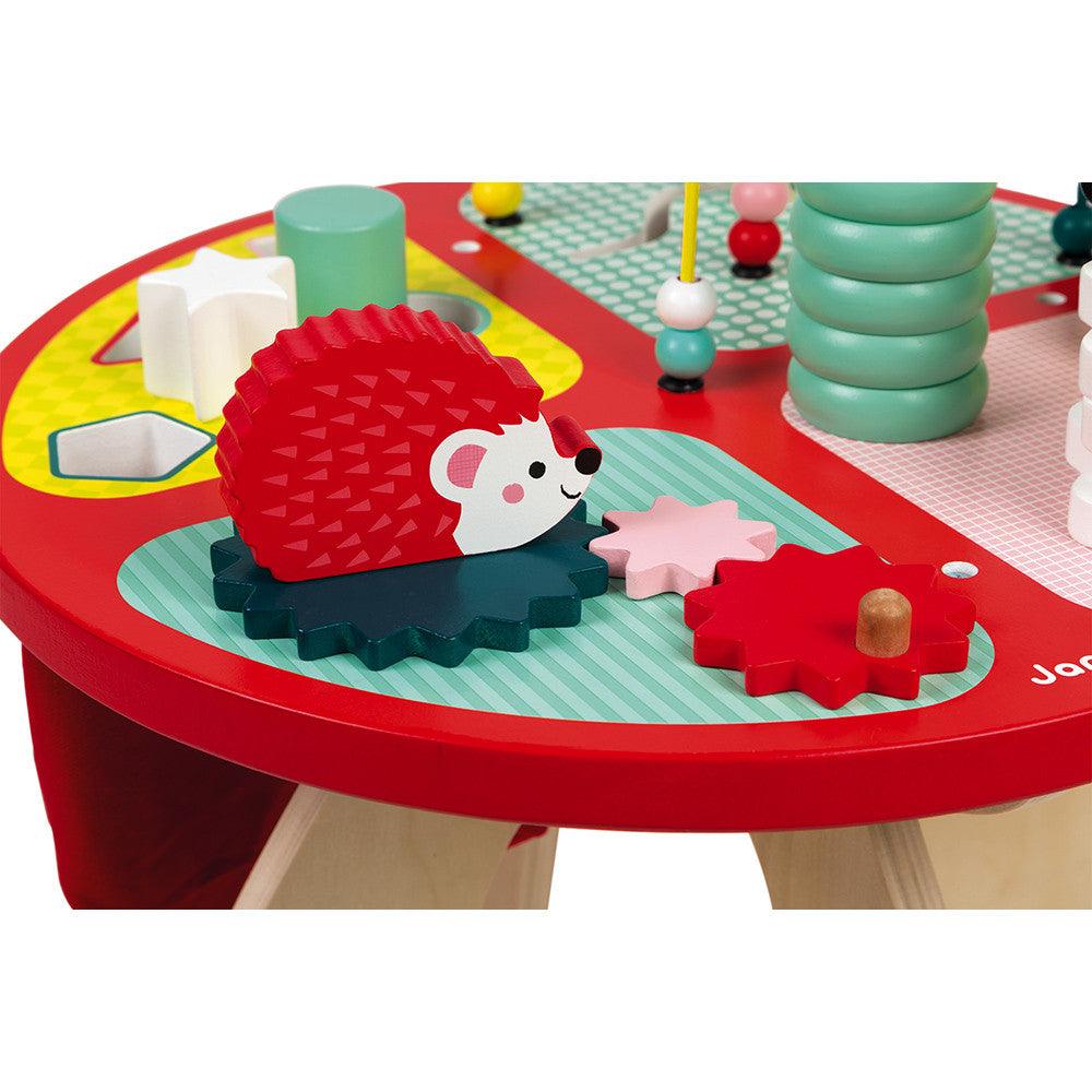 Janod Wooden Baby Forest Activity Table Gears Close Up Picture