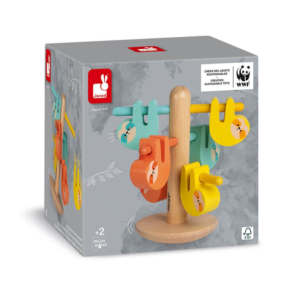 Janod (in association with WWF) wooden coloured sloth balancing game box