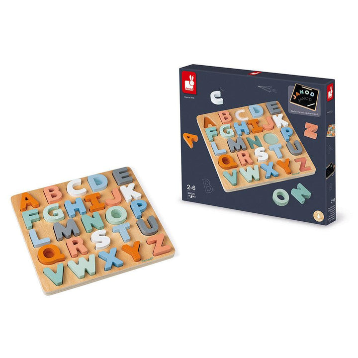 Janod Wooden Sweet Cocoon Alphabet Puzzle and Box Picture