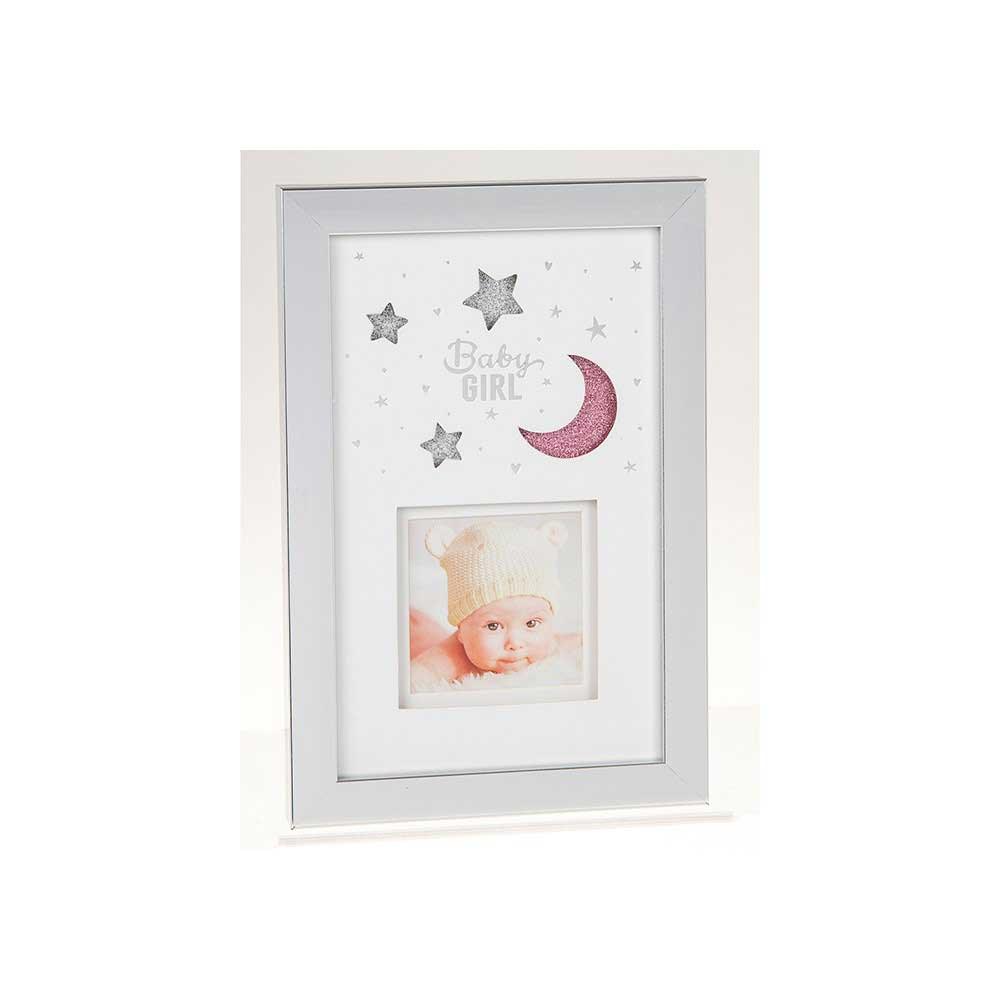 Shudehill Joe Davies Moon and Stars Cut Out Baby Girl Pink Photo Frame Main Picture