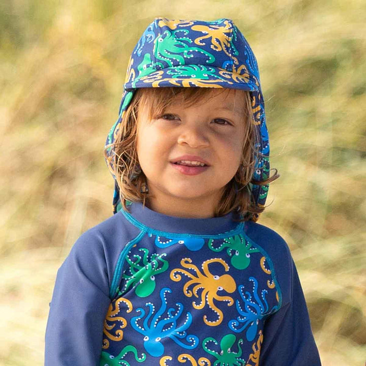 Kite Octopus Protective Beach Hat Being Worn Picture