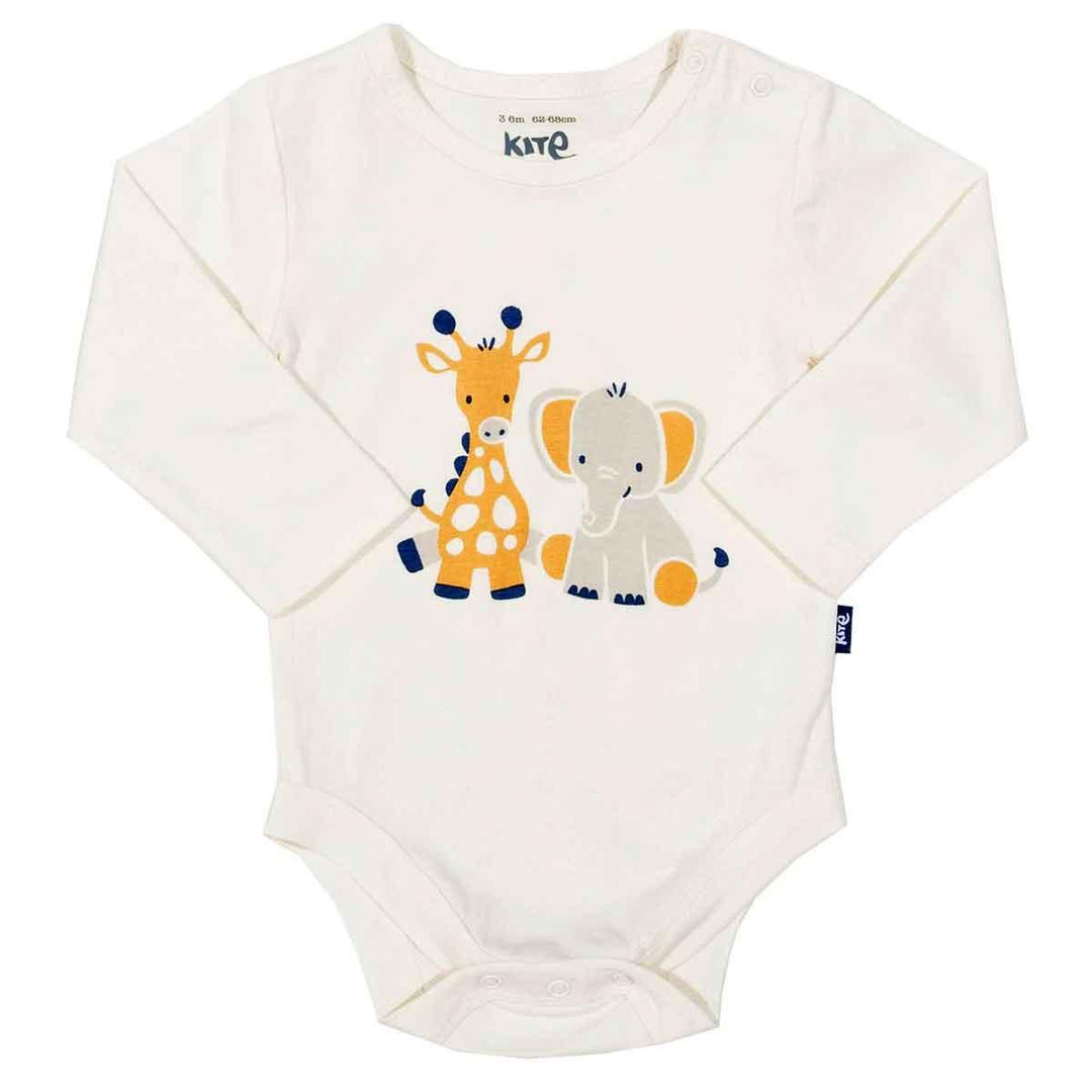 Kite Clothing GOTS Organic Cotton Giraffe and Ele Bodysuit Front Picture