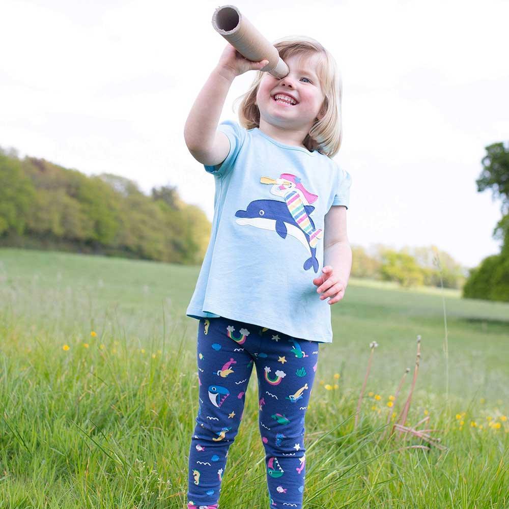 Kite Clothing GOTS Organic Cotton Mini Land Ahoy Leggings Being Worn Picture